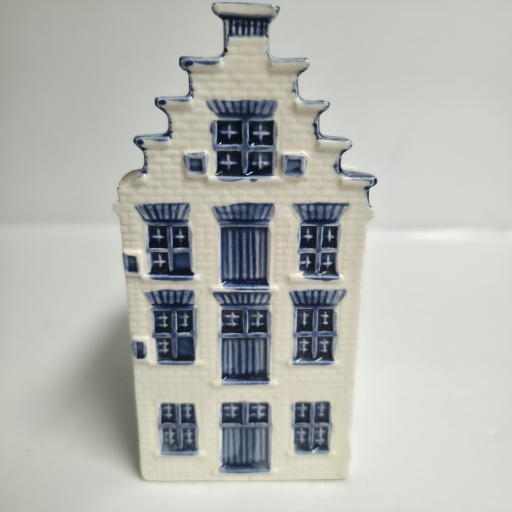Amsterdam Canal House Handpainted Delft Blauw Vintage Ceramic Planter Vase Chip